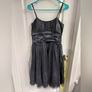 NWT Women's Lucy Paris Gray Ruched Ruffled Cocktail Dress, M